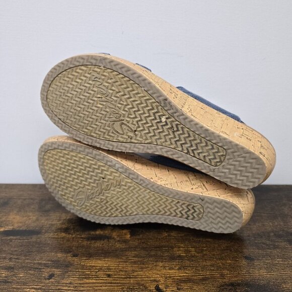 Skechers Luxe Foam High Tea Beverlee Sandals Blue Denim Chambray Women's Size 9 - Picture 6 of 9
